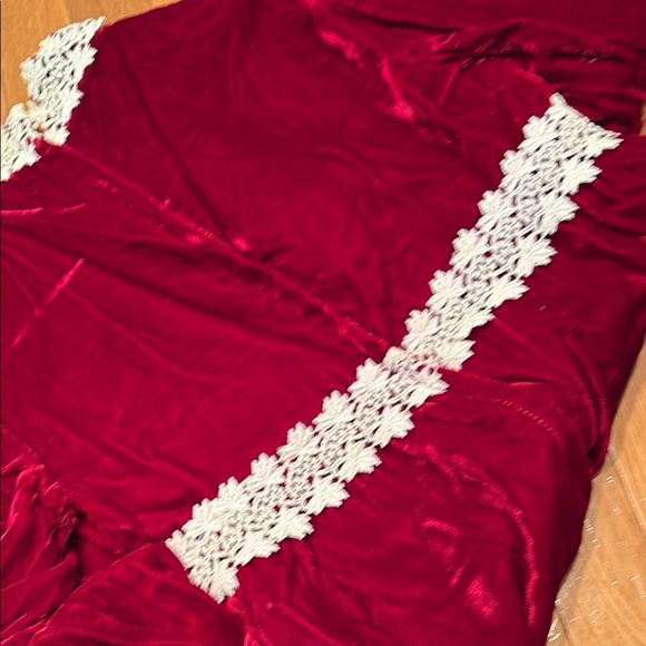 Vintage Burgundy velvet Maxi Dress with Cream Details - Picture 3 of 5